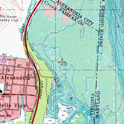 Topographic Map of Washington Street United Methodist Church, VA