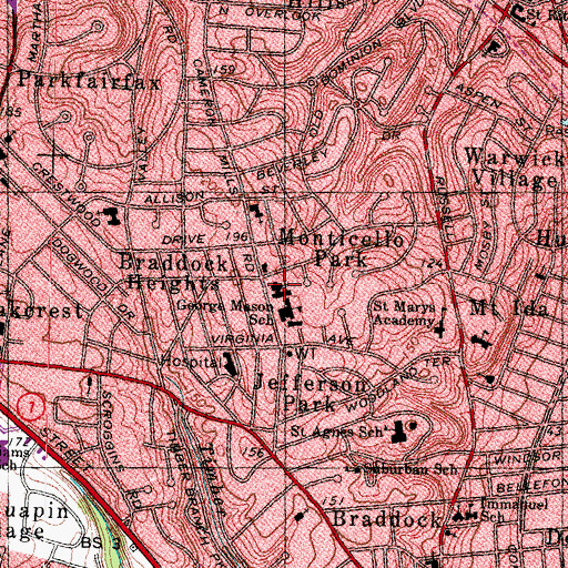 Topographic Map of Westminster Presbyterian Church, VA