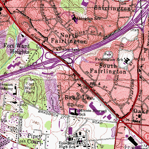 Topographic Map of Fairlington United Methodist Church, VA