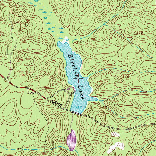 Topographic Map of Birchin Lake, VA