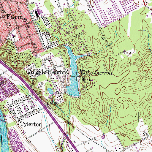 Topographic Map of Lake Carroll, VA