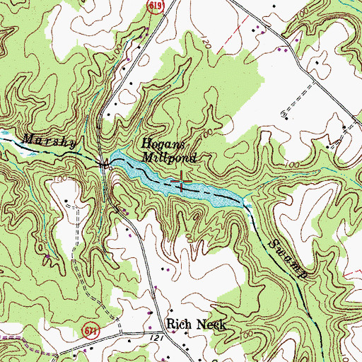 Topographic Map of Hogans Millpond, VA