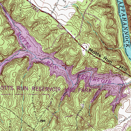 Topographic Map of Motts Run Reservoir, VA