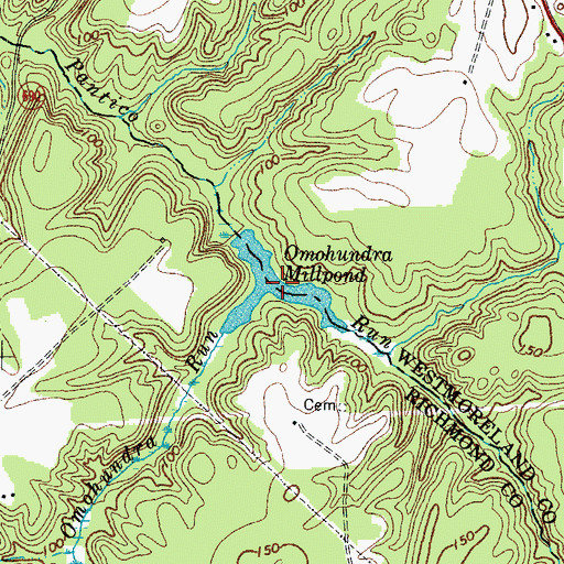 Topographic Map of Omohundra Millpond, VA