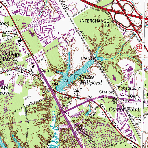Topographic Map of Sluice Millpond, VA