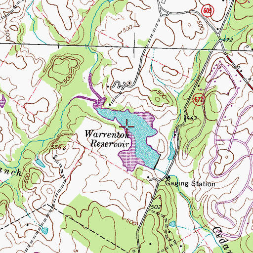 Topographic Map of Warrenton Reservoir, VA