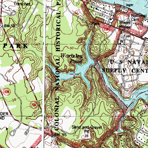Topographic Map of Wormley Pond, VA