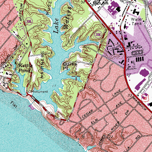 Topographic Map of Lake Maury, VA