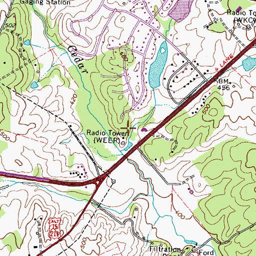 Topographic Map of WPRZ-AM (Warrenton), VA