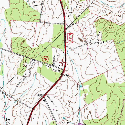 Topographic Map of WQRA-FM (Warrenton), VA