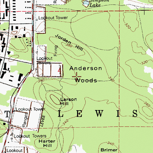 Topographic Map of Anderson Woods, WA