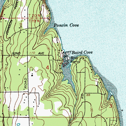 Topographic Map of Baird Cove, WA