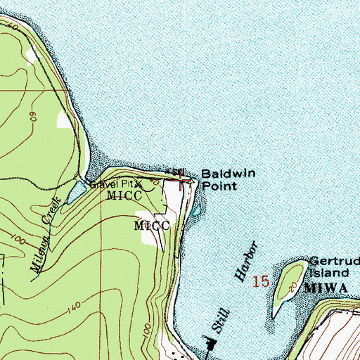 Topographic Map of Baldwin Point, WA