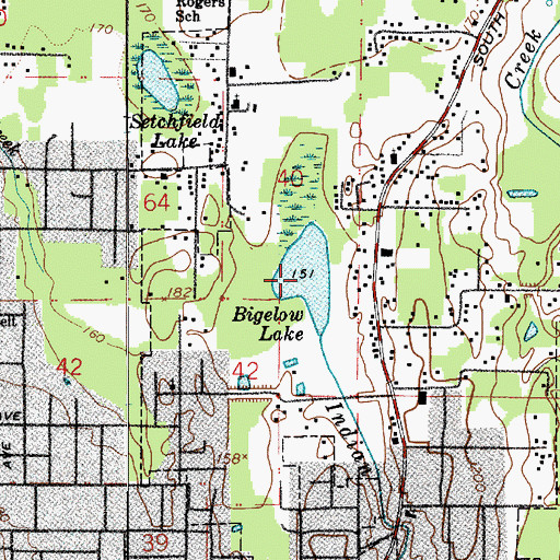 Topographic Map of Bigelow Lake, WA