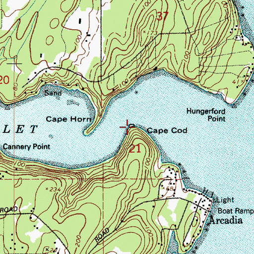 Topographic Map of Cape Cod, WA