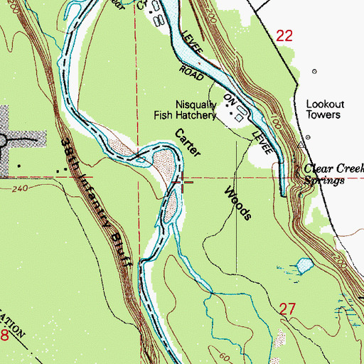 Topographic Map of Carter Woods, WA