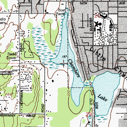 Topographic Map of Chambers Lake, WA