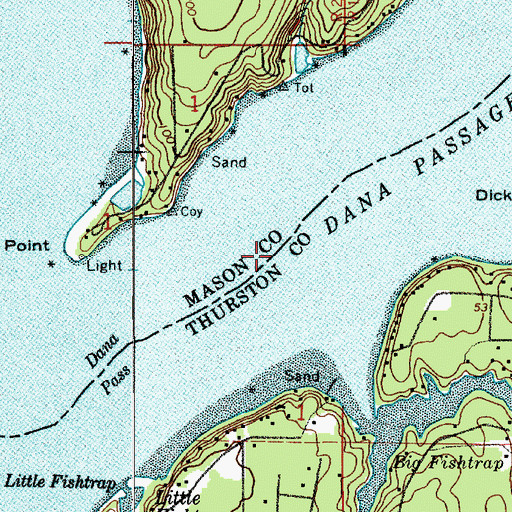 Topographic Map of Dana Passage, WA