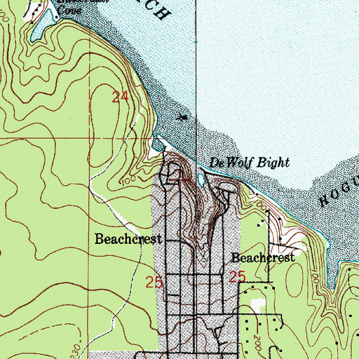 Topographic Map of De Wolf Bight, WA