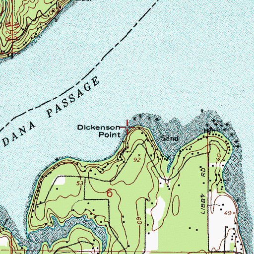 Topographic Map of Dickenson Point, WA