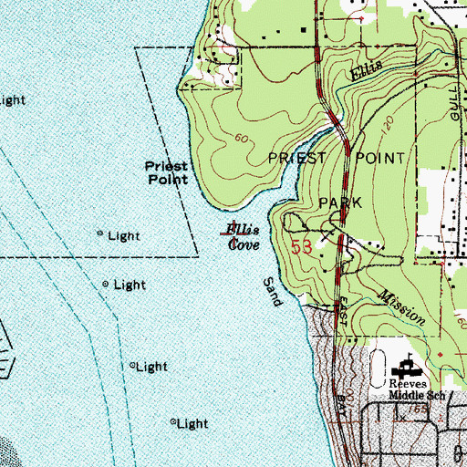 Topographic Map of Ellis Cove, WA