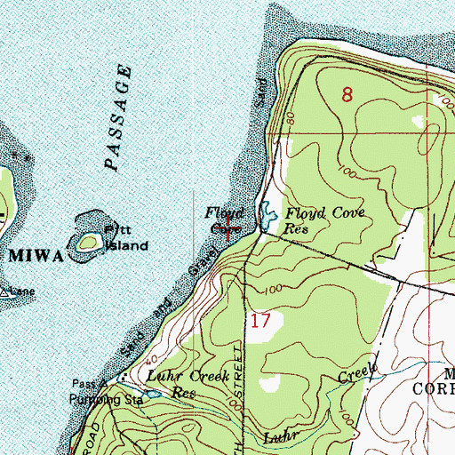 Topographic Map of Floyd Cove, WA