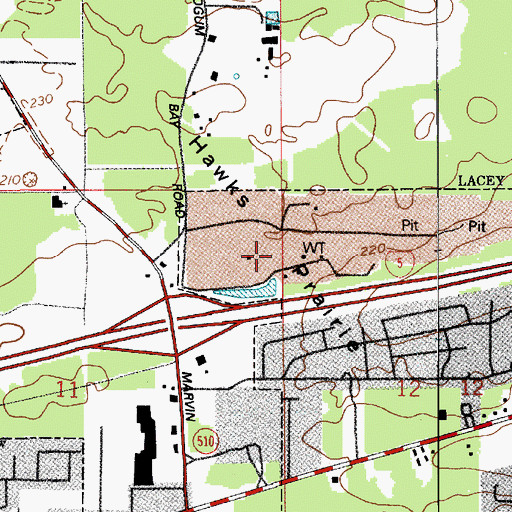 Topographic Map of Hawks Prairie, WA