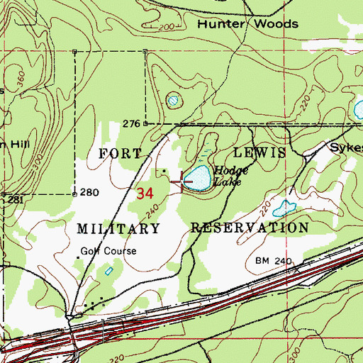 Topographic Map of Hodge Lake, WA