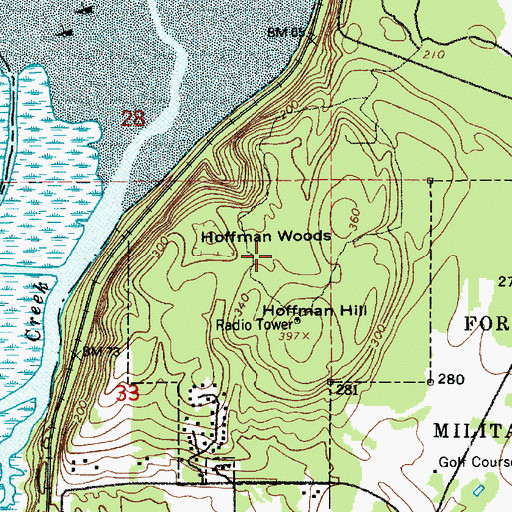 Topographic Map of Hoffman Woods, WA