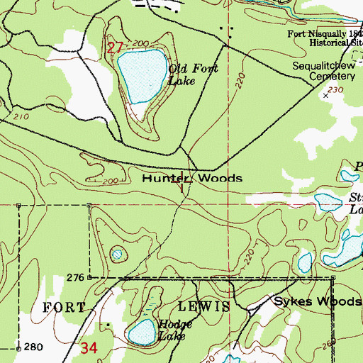 Topographic Map of Hunter Woods, WA
