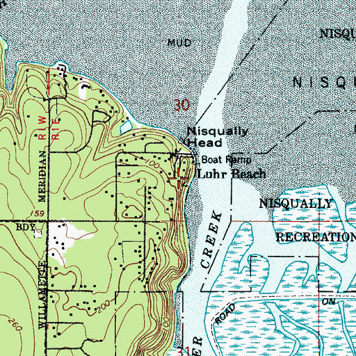Topographic Map of Luhr Beach, WA