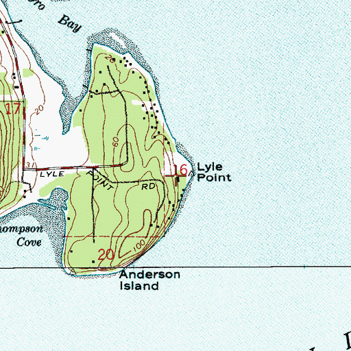 Topographic Map of Lyle Point, WA