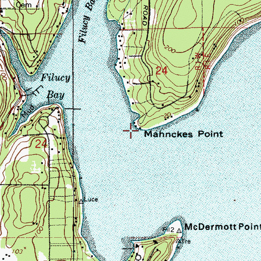 Topographic Map of Mahnckes Point, WA