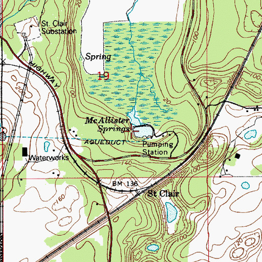 Topographic Map of McAllister Springs, WA