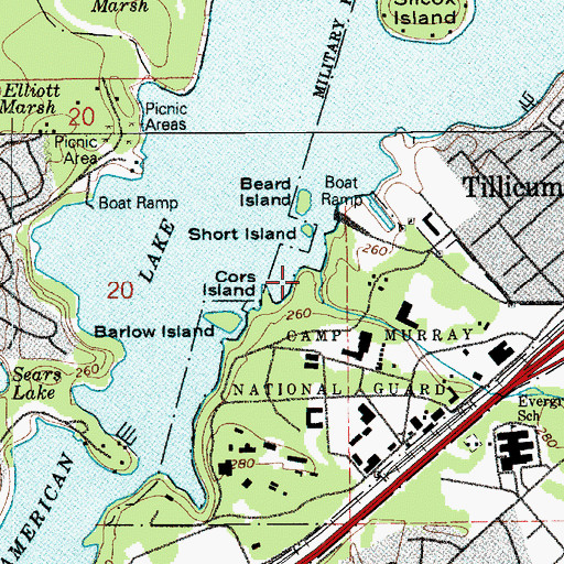 Topographic Map of Murray Creek, WA