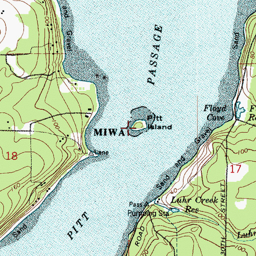 Topographic Map of Pitt Island, WA