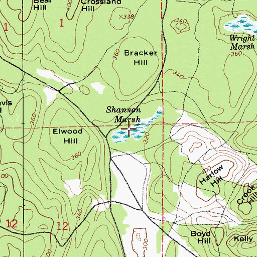 Topographic Map of Shannon Marsh, WA