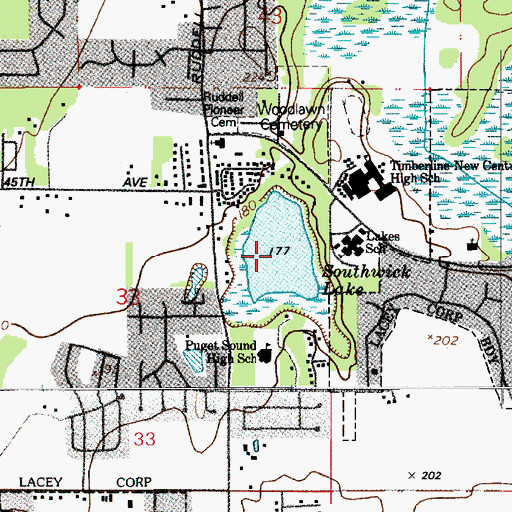 Topographic Map of Southwick Lake, WA