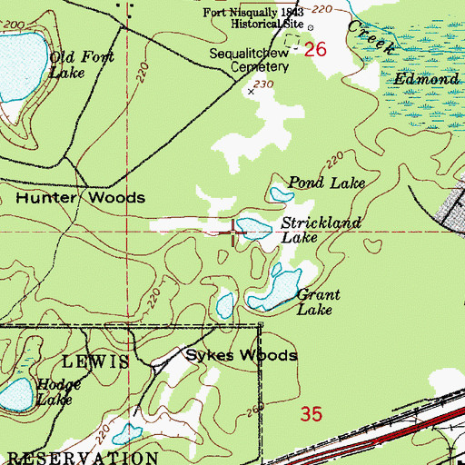 Topographic Map of Strickland Lake, WA