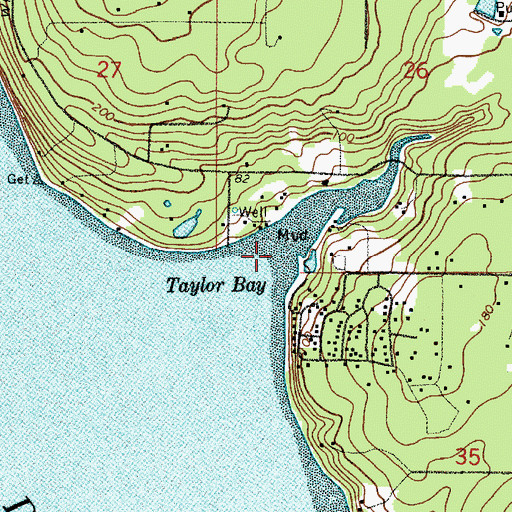 Topographic Map of Taylor Bay, WA