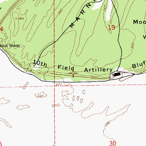 Topographic Map of Tenth Field Artillery Bluff, WA