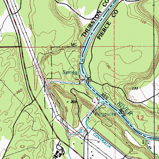 Topographic Map of Thompson Creek, WA