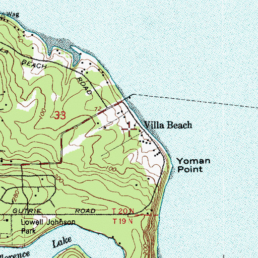 Topographic Map of Villa Beach, WA
