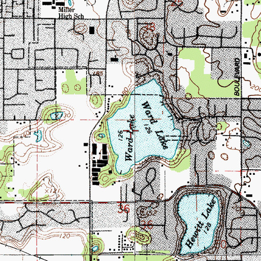 Topographic Map of Ward Lake, WA
