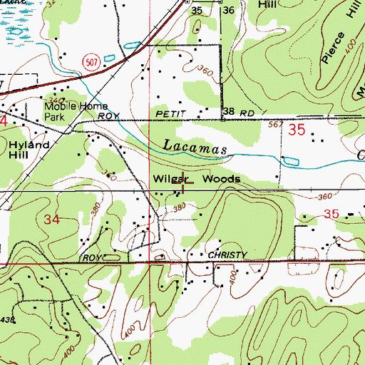 Topographic Map of Wilgar Woods, WA