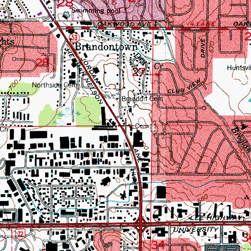 Topographic Map of Pine Grove Christian Methodist Episcopal Church, AL