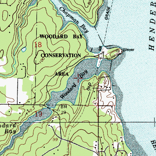 Topographic Map of Woodard Bay, WA