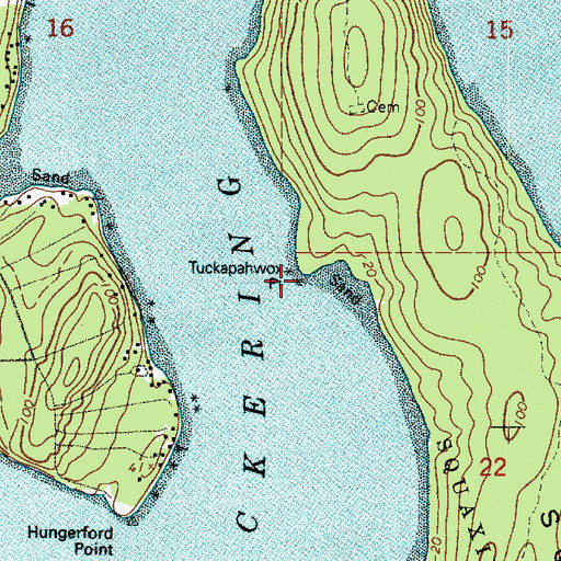 Topographic Map of Tuckapahwox Point, WA