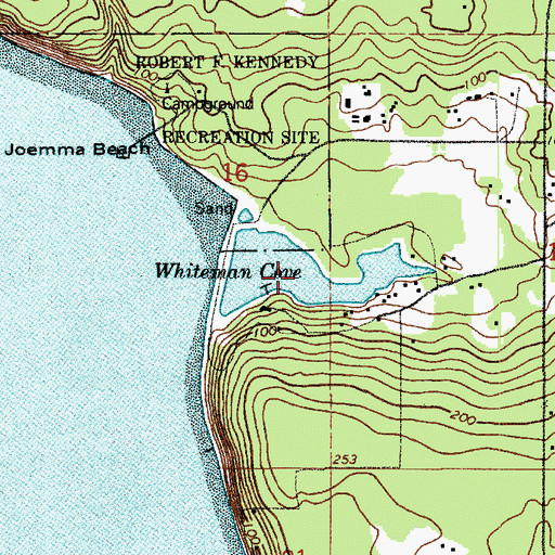 Topographic Map of Whiteman Cove, WA