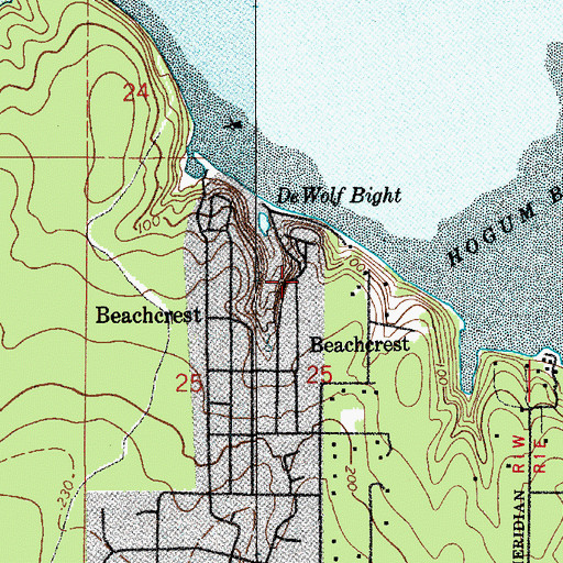 Topographic Map of Beachcrest, WA